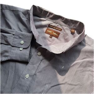 Oak Hill Men’s 1XL Wrinkle Free Cool & Dry Striped Long Sleeve Button Down Shirt